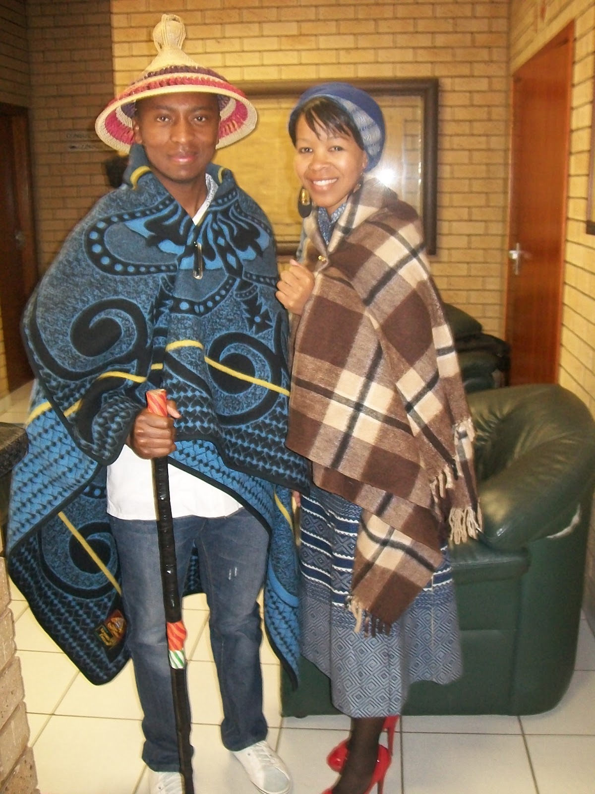 Xhosa boy wearing an Ingcawe blanket (known by the black 