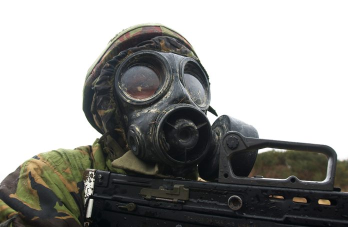 Soldier Wearing S10 Respirator